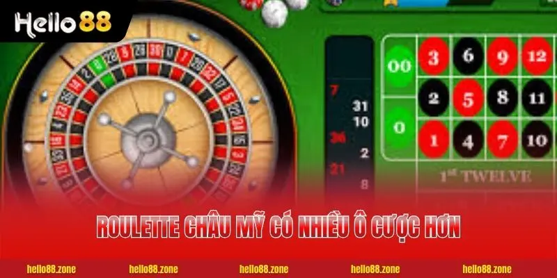 Roulette Châu Mỹ có nhiều ô cược hơn Châu Âu